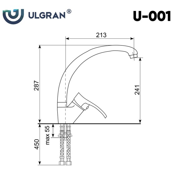 Смеситель для кухни Ulgran U-001-342, цвет графитовый #2