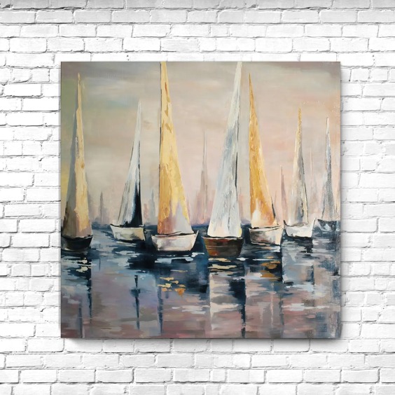 Картина на стену большая на холсте интерьерная "Паруса в сумерках", размер 50х50 см #1 Картина на стену большая на холсте интерьерная "Паруса в сумерках", размер 50х50 см #1