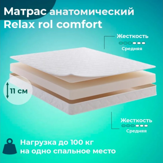 Анатомический беспружинный матрас Релакс ролл комфорт 180х200 см #4