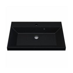 Раковина для ванной кварцевая Uperwood Classic Quartz 70х45х15 см, черная матовая, космос