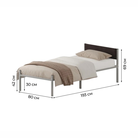 Комплект кровать Металика Б80Х190+Г2 Цвет Серый + vel-RS-32-80 #1