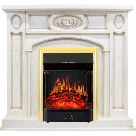 Каминокомплект Florence - Слоновая кость с патиной с очагом Majestic FX Brass #1