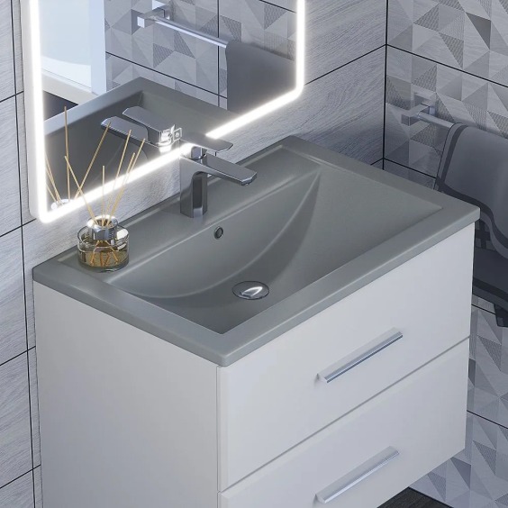 Раковина для ванной кварцевая Uperwood Foster Quartz 70х45,5х17,5 см, серая матовая, бетон #5