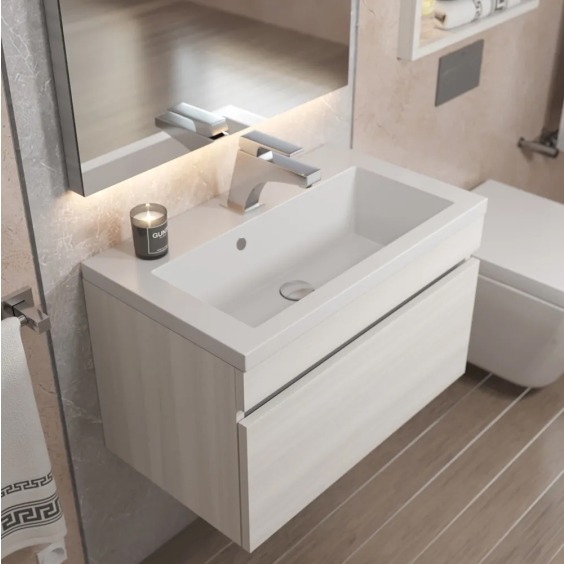 Тумба под раковину для ванной подвесная Uperwood Eva 57х47х35 см, Дуб Харбор Белый, выдвижной ящик #8