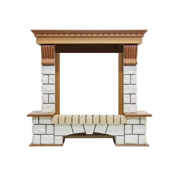 Каминокомплект Pierre Luxe - Дуб / Белый с очагом Aspen Gold #2 Каминокомплект Pierre Luxe - Дуб / Белый с очагом Aspen Gold #2