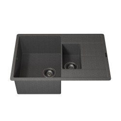 Кухонная мойка кварцевая Uperwood Quartz UPD-05-03, прямоугольная двухсекционная, серая