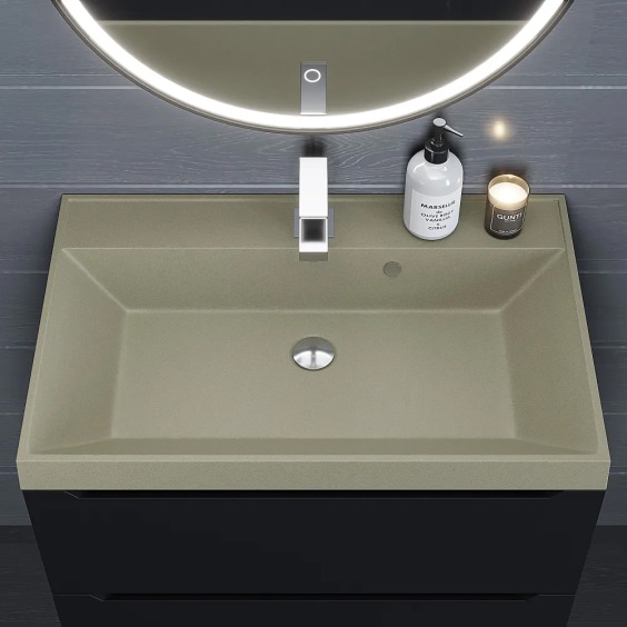 Раковина для ванной кварцевая Uperwood Classic Quartz 70х45х15 см, бежевая матовая, десерт #4