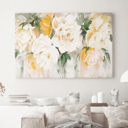 Интерьерная картина "Желтые пионы" на холсте, большая, размер 30х45 см