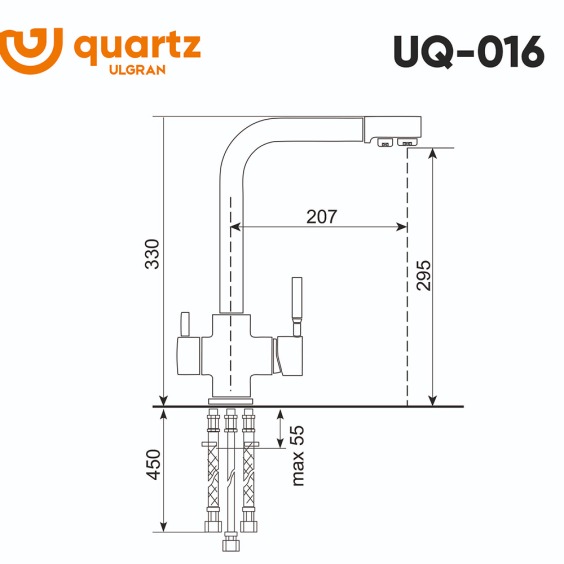 Смеситель для кухни Ulgran Quartz UQ-016 (02, лён) #3