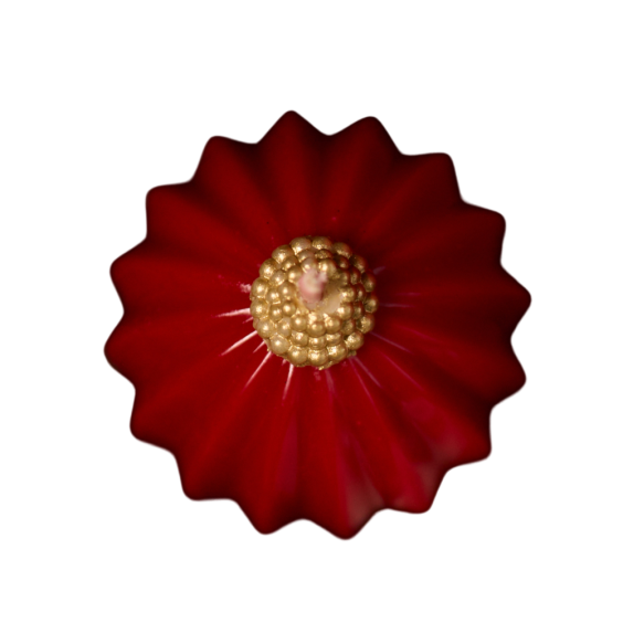 Свеча Wax Christmas ball, ребристый красный шар с золотой верхушкой #1