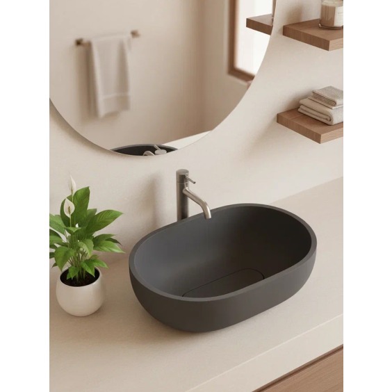 Раковина для ванной накладная Uperwood Arizona овальная, бетон, цвет графит #4