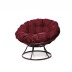 Комплект кресло Папасан без ротанга коричневое, бордовая подушка