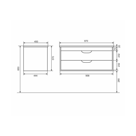 Тумба с раковиной для ванной подвесная Uperwood Modul 97х45х57 см, белая/графит #4