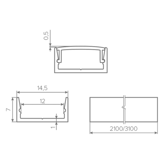 Профиль накладной AQ Form для LED лент 15х7, Алюминий,  L=2000 мм #2
