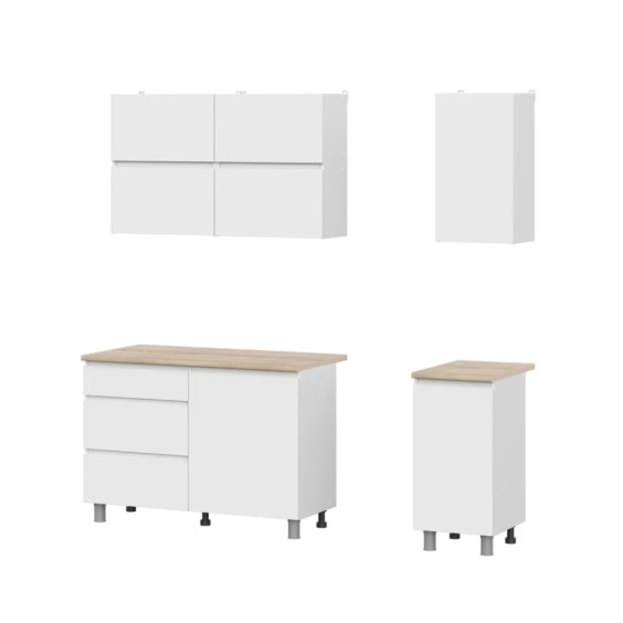 Комплект Кухонный гарнитур "Токио"; 1,6м (Серия 3) Белый текстурный/Дуб Сонома #1