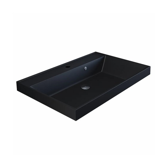 Раковина для ванной кварцевая Uperwood Classic Quartz 70х45х15 см, черная матовая, уголь #2