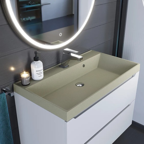 Раковина для ванной кварцевая Uperwood Classic Quartz 80х45х15 см, бежевая матовая, десерт #6