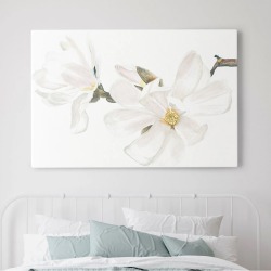 Интерьерная картина "Акварельная магнолия" на холсте, большая, размер 80х115 см