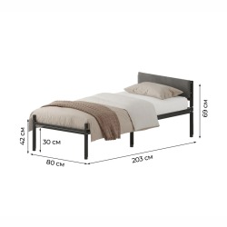 Комплект кровать Металика Б80Х200+Г2 Цвет Черный + vel-RS-15-80