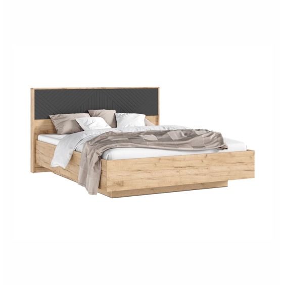 Флэш Кровать парящая 1.6 м с подъемным механизмом, Браш Графит / Дуб Крафт #1