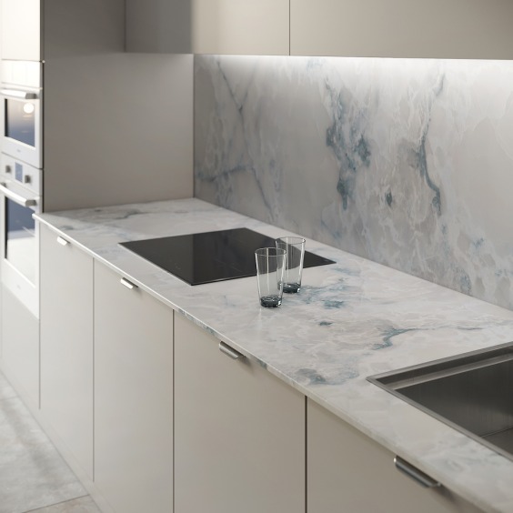 Столешница «Скиф» Оникс голубой арт. 053, 3000 x 600 x 38 мм #2