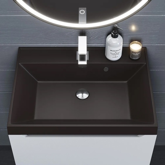 Раковина для ванной кварцевая Uperwood Classic Quartz 60х45х15 см, коричневая матовая, трюфель #6