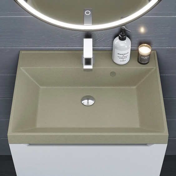 Раковина для ванной кварцевая Uperwood Classic Quartz 60х45х15 см, бежевая матовая, десерт #6