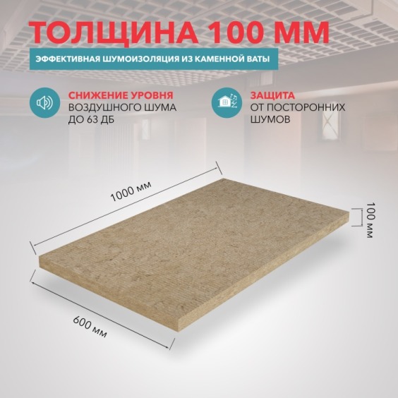 Утеплитель Rockwool Акустик Баттс 1000х600х100 мм, 5 шт. уп #3