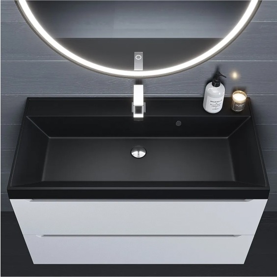 Раковина для ванной кварцевая Uperwood Classic Quartz 100х45х15 см, черная матовая, уголь #5
