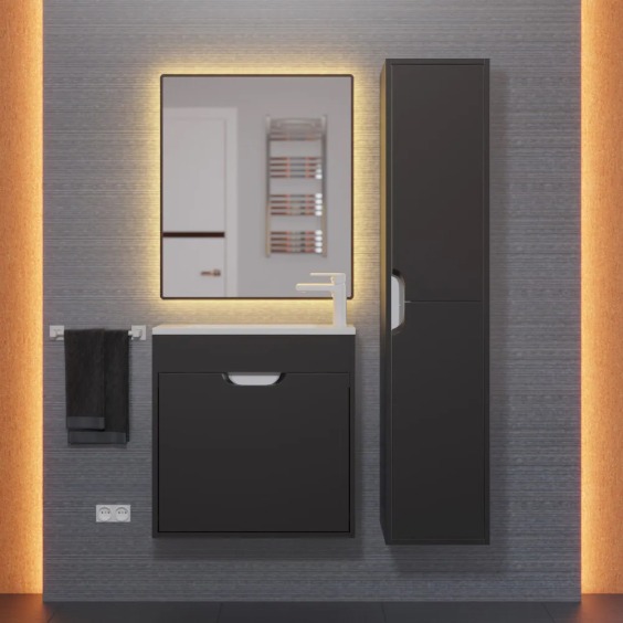 Тумба под раковину для ванной подвесная Uperwood Modul 60х21х60 см, черная матовая #8