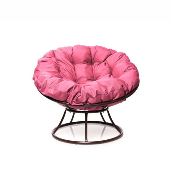 Комплект кресло Папасан без ротанга коричневое, розовая подушка #2