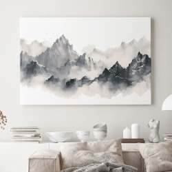 Интерьерная картина "Тени гор" на холсте, большая, размер 30 на 45 см