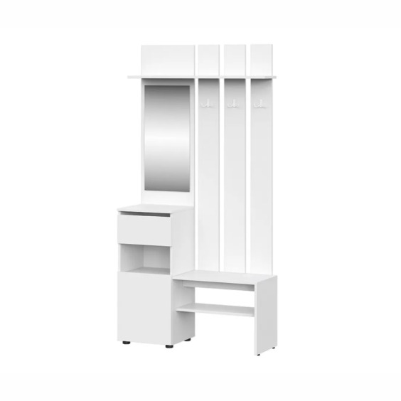 Комплект Модульная система "Токио" Вешалка с зеркалом (Серия 2) Белый текстурный #2 Комплект Модульная система "Токио" Вешалка с зеркалом (Серия 2) Белый текстурный #2