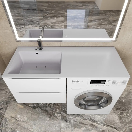 Раковина над стиральной машиной Uperwood Cosmos Quartz 120 см, левая, крыло справа, жасмин #5