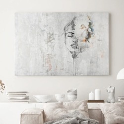 Интерьерная картина "Девушка с магнолией" на холсте, большая, размер 40х60 см