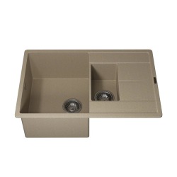 Кухонная мойка кварцевая Uperwood Quartz UPD-05-02, прямоугольная двухсекционная, бежевая