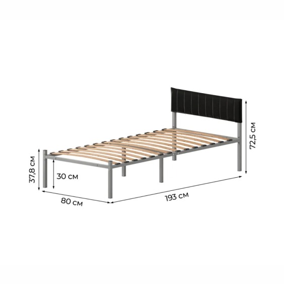 Комплект Лофт кровать 80х190 серая с черным чехлом тк 04 #2 Комплект Лофт кровать 80х190 серая с черным чехлом тк 04 #2