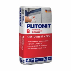Клей для плитки и керамогранита Plitonit В усиленный армирующими волокнами 25кг