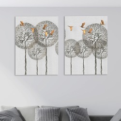 Картина интерьерная модульная на стену "Одуванчики" на холсте большая в комнату 2 вертикальные картины, каждая 45х30 см., общий размер 45х60 см.