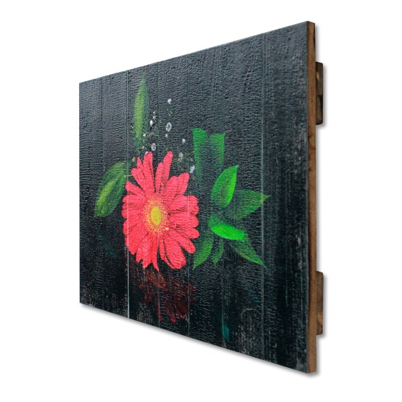 Картина "Алая гербера на черном фоне" 70х50 см #2 Картина "Алая гербера на черном фоне" 70х50 см #2
