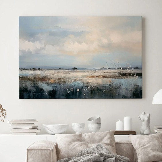 Интерьерная картина "Снежное поле" на холсте, большая, размер 50х80 см #6