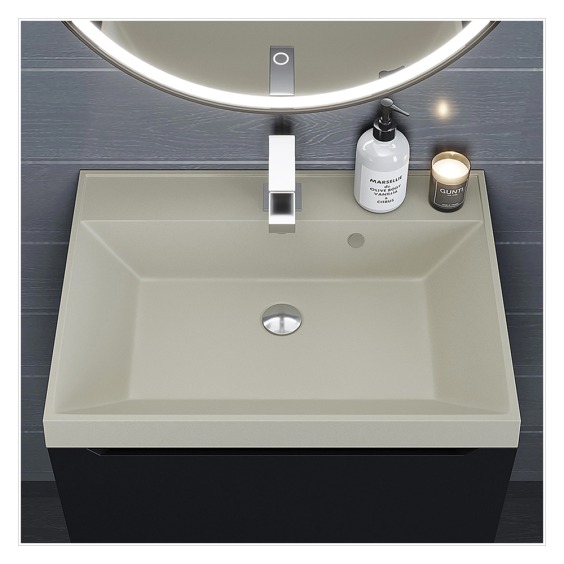 Раковина для ванной кварцевая Uperwood Classic Quartz 60х45х15 см, бежевая матовая, лён #4