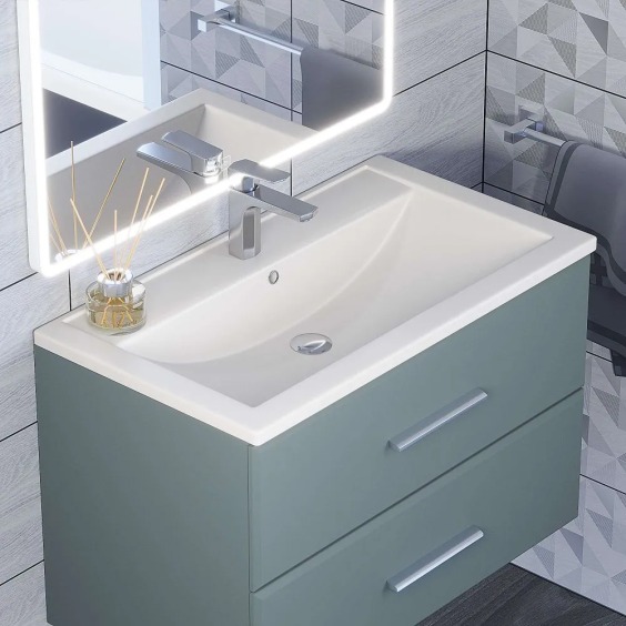 Раковина для ванной кварцевая Uperwood Foster Quartz 80х45,5х17,5 см, белая матовая, жасмин #5