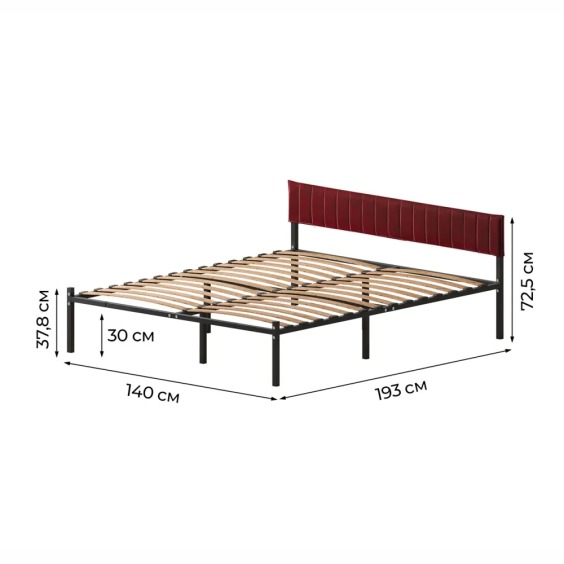 Комплект Лофт кровать 140х190 черная с бордовым чехлом тк 08 #2 Комплект Лофт кровать 140х190 черная с бордовым чехлом тк 08 #2