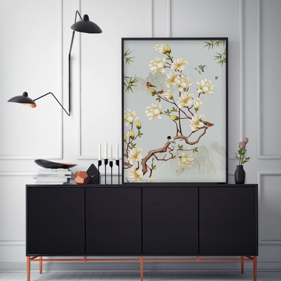 Картина на стену большая на холсте интерьерная "Птицы на ветке" размер 115х80 см #1 Картина на стену большая на холсте интерьерная "Птицы на ветке" размер 115х80 см #1