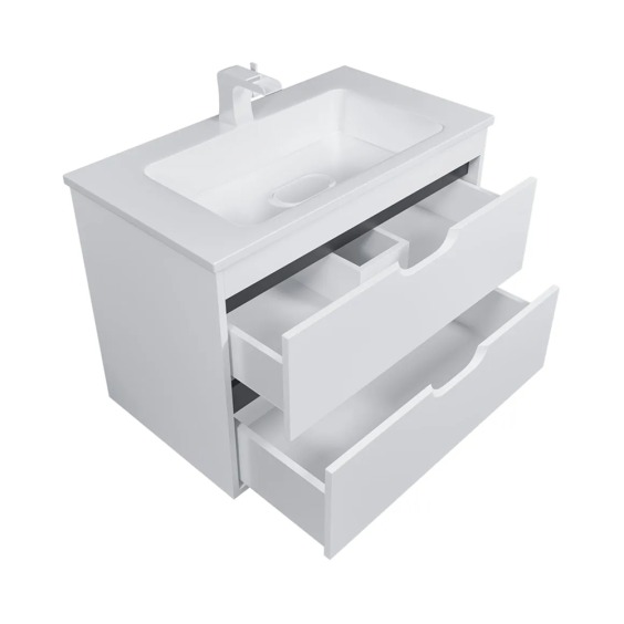 Тумба под раковину для ванной подвесная Uperwood Modul 75х44,4х55 см, белая/графит #3