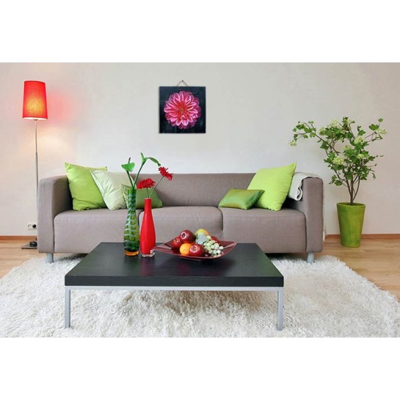 Картина "Розовая хризантема на черном фоне" 40х40 см #5