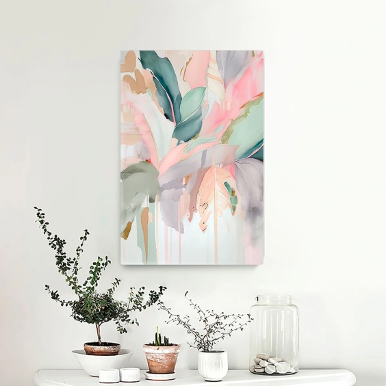 Картина на стену большая на холсте интерьерная "Абстракция перья", 80х50 см #1