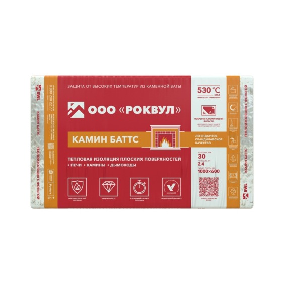 Утеплитель Rockwool Камин Баттс 1000х600х30 мм, 4 шт. уп #1