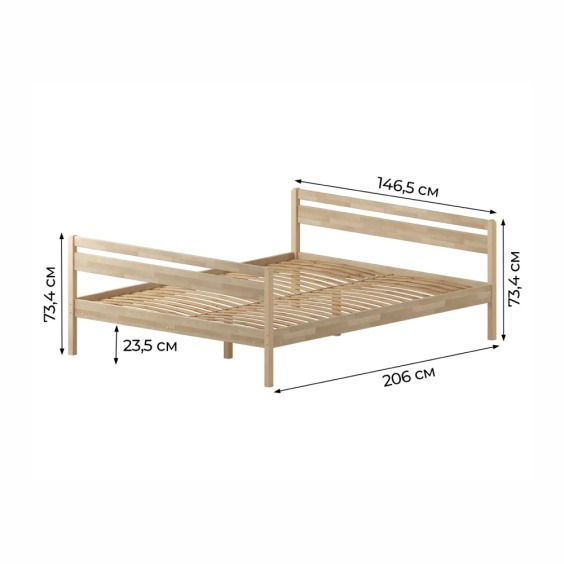 Комплект кровать Лето База 140x200+Н3+Н3, без обработки #2